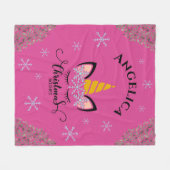 kerstmeisjes van Unicorn Snowflake Fleece Deken (Voorkant (Horizontaal))