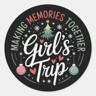 Kerstmeisjesreis die samen herinneringen maken Ker Ronde Sticker