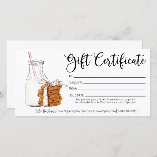 Kerstmelk en koekjes cadeaubon (Voorkant / Achterkant)