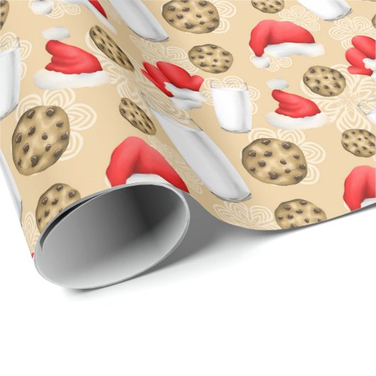 kerstmelk en koekjes, geventileerd patroon cadeaupapier (Rol Hoek)