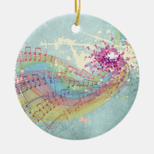 KerstMemento met regenboog en muziek Keramisch Ornament