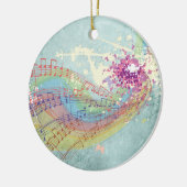KerstMemento met regenboog en muziek Keramisch Ornament (Links)