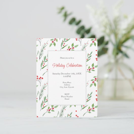 Kerstmengeling Botanische Patroonuitnodiging Kaart (Staand voorkant)