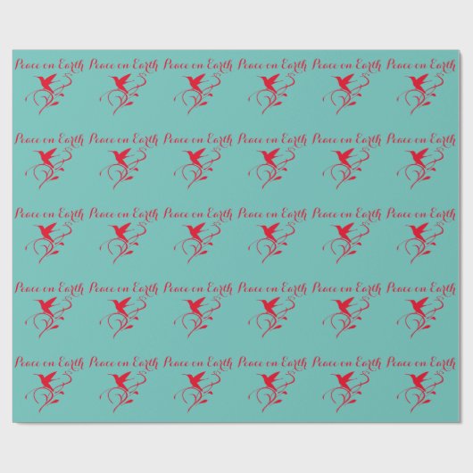 Kerstmengeling Vrede op Aarde Rood en Blauwgroen Cadeaupapier (Vlak)