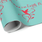 Kerstmengeling Vrede op Aarde Rood en Blauwgroen Cadeaupapier (Rol Hoek)