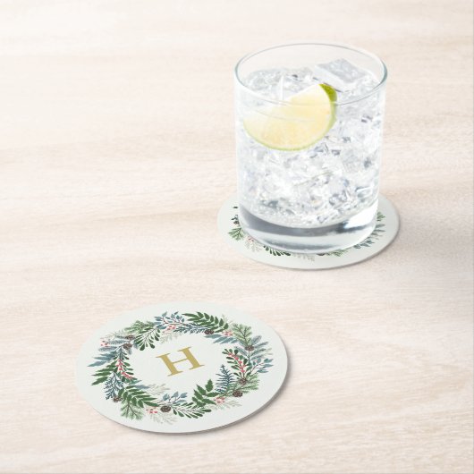 kerstmengok ronde kartonnen onderzetter (Insitu)