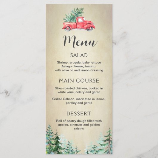 Kerstmenu, bewerkbaar afdrukbaar menu voor feestda (Voorkant)