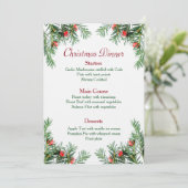 Kerstmenu Evergreen en Red Berries Menu (Staand voorkant)