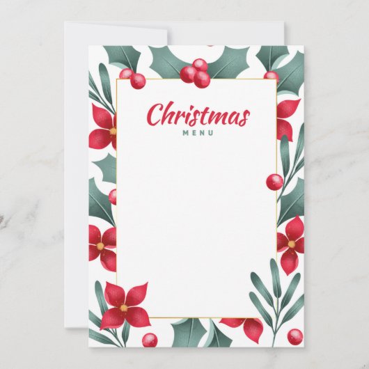 Kerstmenu kaart (Voorkant)