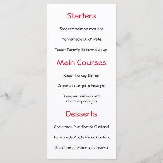 kerstmenu kerstmis menu (Achterkant)