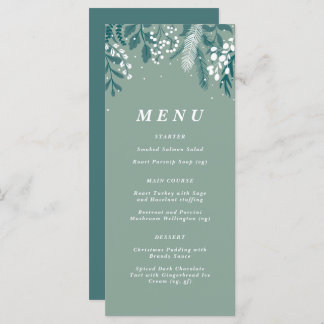 Kerstmenu met berijpte eucalyptus menu