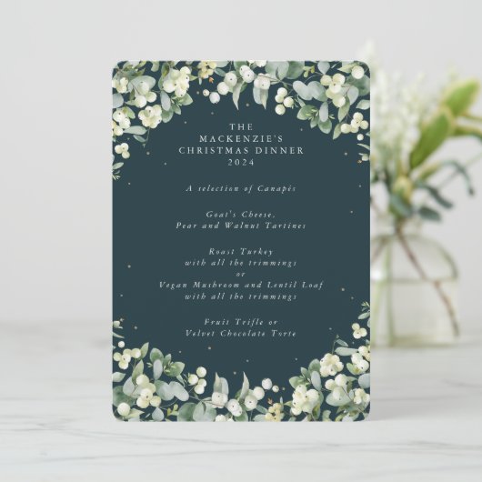 Kerstmenu met Sneeuwbes+Eucalyptus 4 gangen Menu (Staand voorkant)