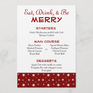Kerstmenu Rood en wit Kaart