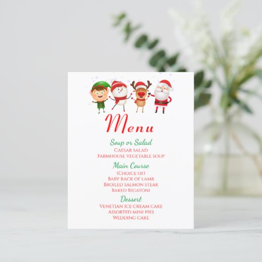 Kerstmenu Sinterklaas Kerstkerstmis rood groen (Staand voorkant)