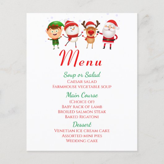 Kerstmenu Sinterklaas Kerstkerstmis rood groen (Voorkant)