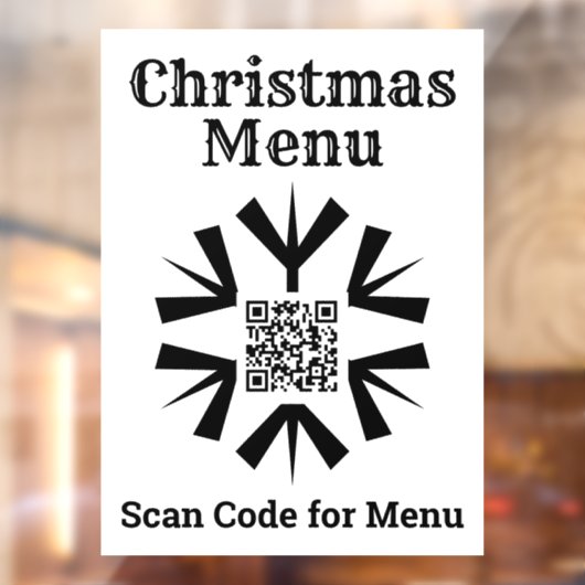 Kerstmenu Sneeuwvlok met QR-code Raamsticker (Vel 2)