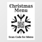 Kerstmenu Sneeuwvlok met QR-code Raamsticker (Vel)