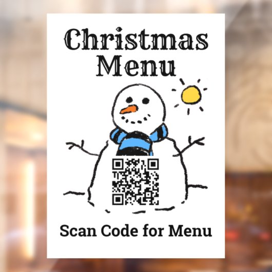 Kerstmenu Snowman met QR-code Raamsticker (Vel 2)