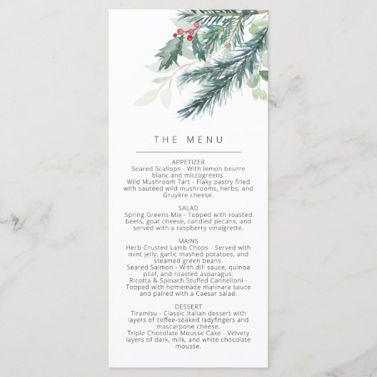 Kerstmenu's | Winter bruiloft Menu (Voorkant)