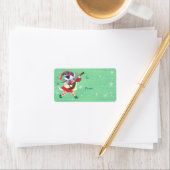 Kerstmeowgical Jester Cat Sticker Gift Label (Insitu)