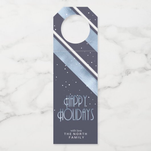 Kerstmerk Blauw ID862 Flessenhanger (Voorkant)