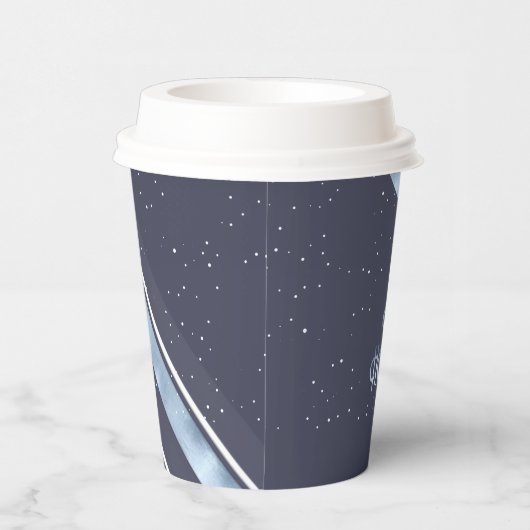 Kerstmerk Blauw/Wit ID862 Papieren Bekers (Rechts)