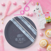 Kerstmerk Blauw/Wit ID862 Papieren Bordje (Feest)