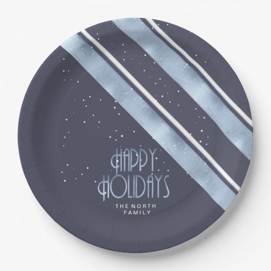 Kerstmerk Blauw/Wit ID862 Papieren Bordje (Voorkant)