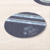 Kerstmerk Blauw/Wit ID862 Ronde Kartonnen Onderzetter (Gebogen)