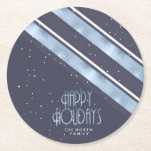 Kerstmerk Blauw/Wit ID862 Ronde Kartonnen Onderzetter (Voorkant)