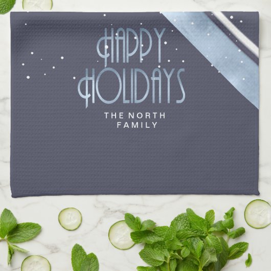 Kerstmerk Blauw/Wit ID862 Theedoek (Gevouwen)