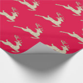 Kerstmerk feestrood cadeaupapier (Hoek)