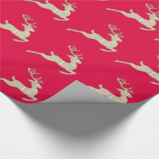 Kerstmerk feestrood cadeaupapier (Hoek)