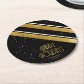 Kerstmerk Gold/zwart ID862 Ronde Kartonnen Onderzetter (Gebogen)