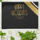 Kerstmerk Gold/zwart ID862 Theedoek (Gevouwen)