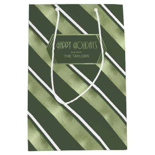 Kerstmerk groen/wit ID862 Medium Cadeauzakje (Voorkant)