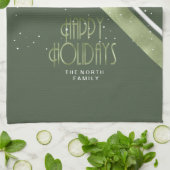 Kerstmerk groen/wit ID862 Theedoek (Gevouwen)