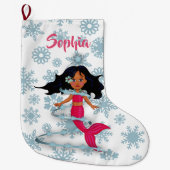Kerstmermaid Cute Name White Grote Kerstsok (Voorkant)