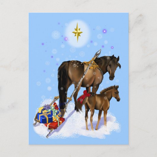 Kerstmerrie en Baby Briefkaart (Voorkant)