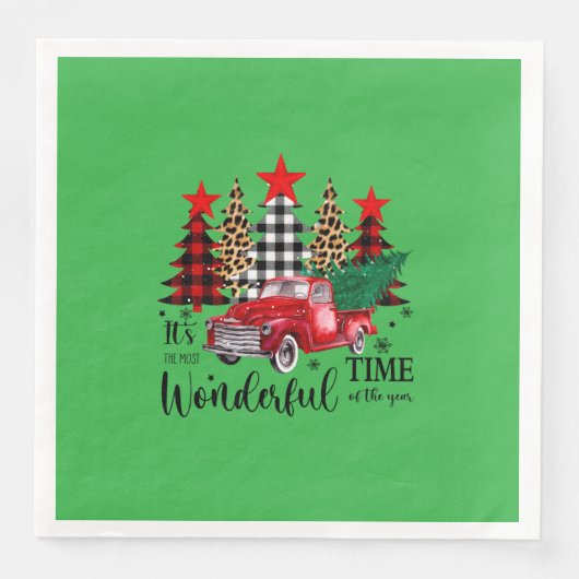 Kerstmessen "Wonderful Time"-ontwerp Servet (Voorkant)