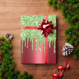 Kerstmetaal rood en groen glitter voor drift cadeaupapier