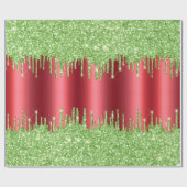 Kerstmetaal rood en groen glitter voor drift cadeaupapier (Vlak)
