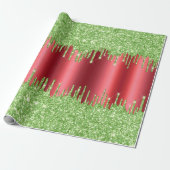 Kerstmetaal rood en groen glitter voor drift cadeaupapier (Uitgerold)