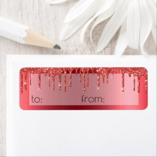 Kerstmetaal rood strijken Glitter Gift Wrap Etiket