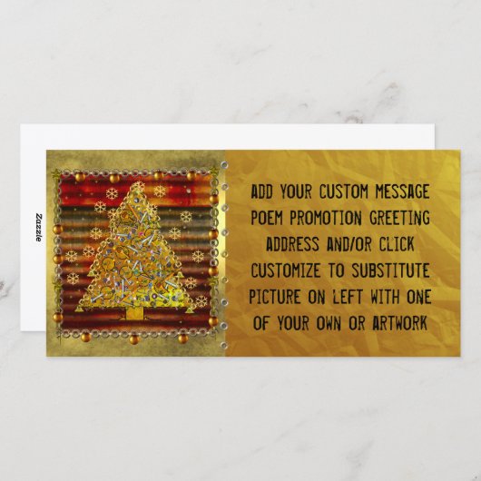 Kerstmetaalboom Feestdagenkaart (Voorkant / Achterkant)