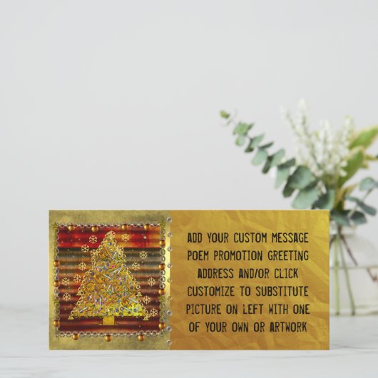 Kerstmetaalboom Feestdagenkaart (Staand voorkant)