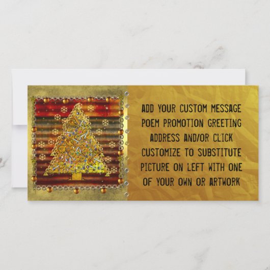 Kerstmetaalboom Feestdagenkaart (Voorkant)