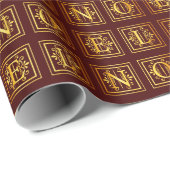 Kerstmetallisch goud op donkerrood cadeaupapier (Rol Hoek)