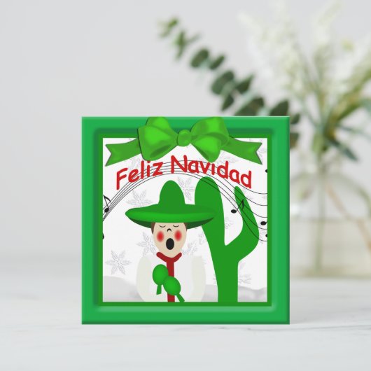 KerstMexicaan Caroler Man Greeting Feestdagenkaart (Staand voorkant)