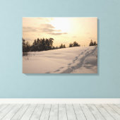 Kerstmiddag Sneeuwscène Canvas Afdruk (Insitu (Houten vloer))